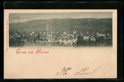 AK Neuhof, Ortsansicht mit Fernblick aus der Vogelschau