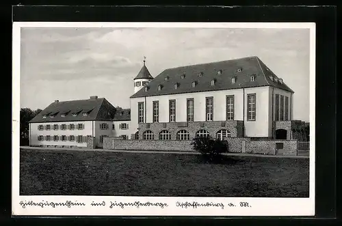 AK Aschaffenburg, jugendheim und Jugendherberge, von einem Feld gesehen