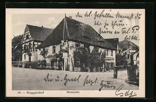 AK Muggendorf, Marktplatz mit Fachwerkhaus