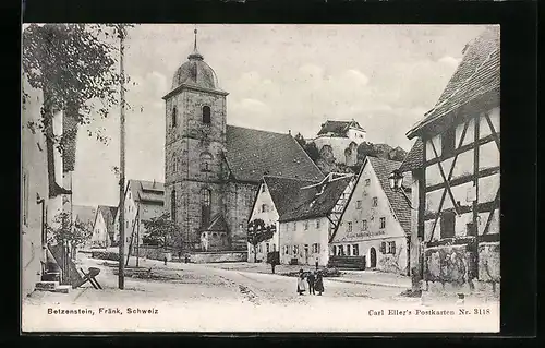 AK Betzenstein, Strassenpartie mit Kirche