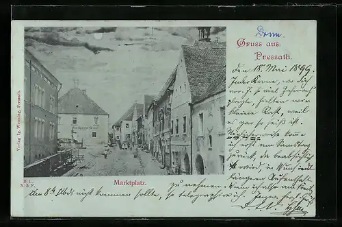 Mondschein-AK Pressath, Gasthof zur Krone am Marktplatz