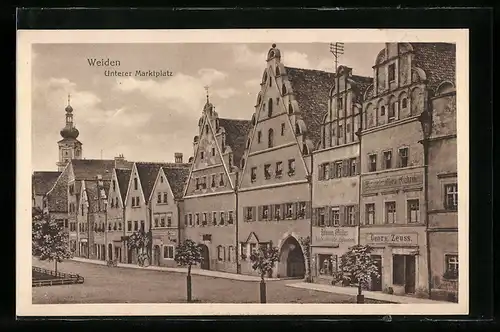 AK Weiden, Unterer Marktplatz mit Kupferschmiede von Johann Müller