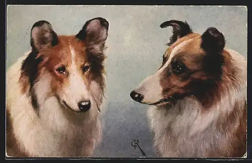 Künstler-AK Carl Reichert: Zwei Colleys