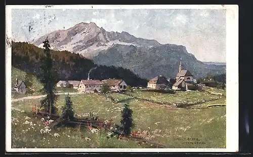 Künstler-AK Karl Ludwig Prinz: Josefsberg, Panorama mit Oetscher