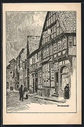 Künstler-AK Otto Ubbelohde: Hameln, Altemarktstrasse
