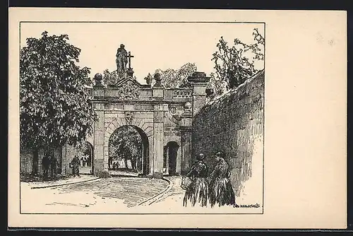 Künstler-AK Otto Ubbelohde: Fulda, Paulstor