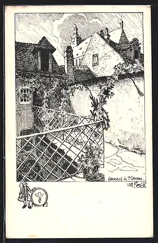 Künstler-AK Ulf Seidl: Krems, Haushof