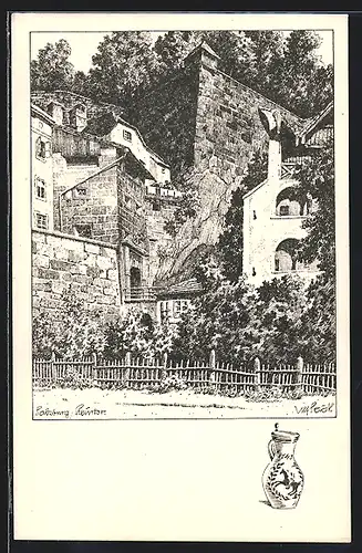 Künstler-AK Ulf Seidl: Salzburg, Am Steintor