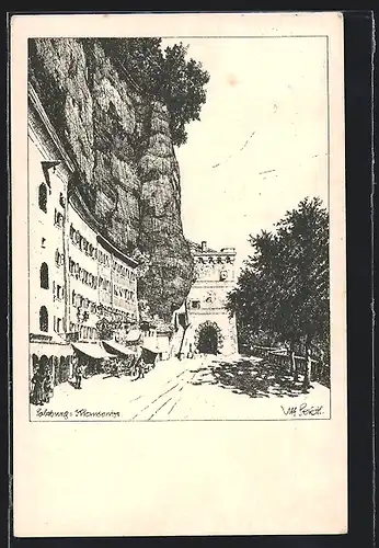 Künstler-AK Ulf Seidl: Salzburg, Klemsertor