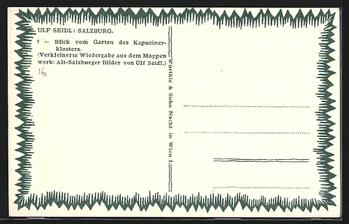 Künstler-AK Ulf Seidl: Salzburg, Blick vom Garten des Kapuzinerklosters