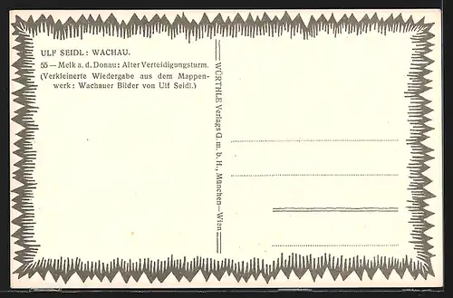 Künstler-AK Ulf Seidl: Melk a. d. Donau, Alter Verteidigungsturm