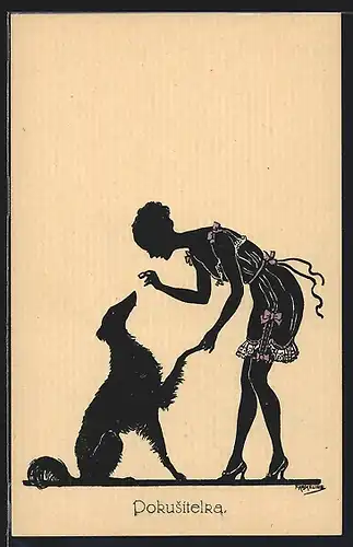 Künstler-AK Friedrich Kaskeline: Dressur eines Windhundes