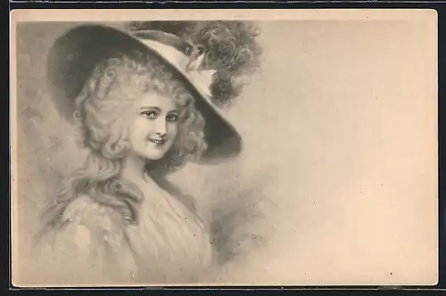 Künstler-AK M.Munk: Schöne junge Frau mit Hut