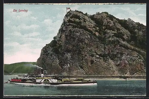 AK Die Loreley, Rheindampfer