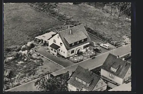 AK Ahl, Gasthaus & Café Zur Grünen Au aus der Vogelschau