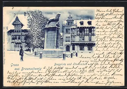 AK Braunschweig, Burgplatz mit Löwensäule
