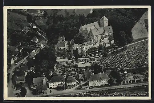 AK Schweinfurt, Schloss Mainberg mit Umgebung, orig. Fliegeraufnahme