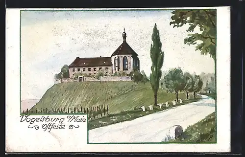 Künstler-AK Vogelsburg a / Main, Ostleite mit Kirche