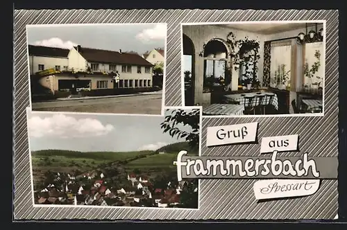 AK Frammersbach, Gasthof und Pension Zur Spessartschenke, Teilansicht, Ortspartie