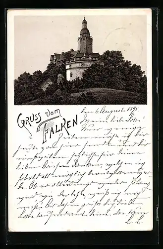 Vorläufer-Lithographie Falkenstein, 1895, Darstellung der Burg