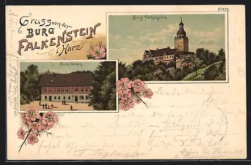 AK Falkenstein i. Harz, Burg und Gasthaus Zum Falken