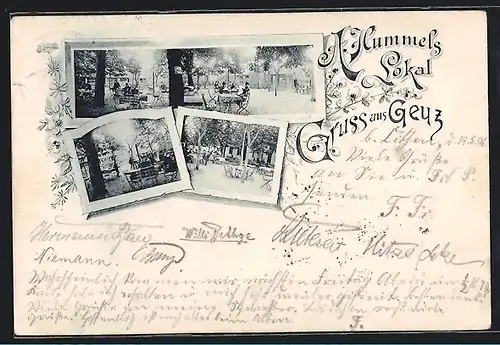 Lithographie Geuz, Aussenansichten von A. Hummels Gastwirtschaft