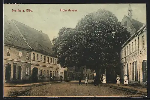 AK Prettin a. Elbe, Einblick in die Hohestrasse