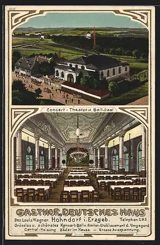 AK Hohndorf i. Erzgeb., Gasthof Deutsches Haus, Concert- Theater- u. Ballsaal