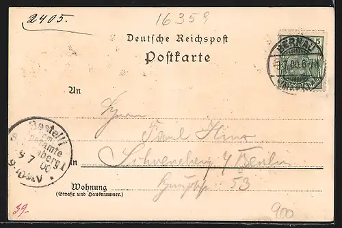 Lithographie Lanke, Schloss und Garten, Schlosspark