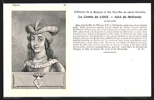 AK Portrait Le Comte de Looz et Ada de Hollande, von den Niederlanden, Wappen