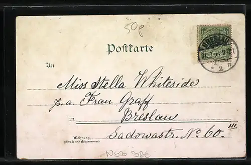 Lithographie Breslau, Regierungs-Gebäude, Kaiserliche Post, Universität