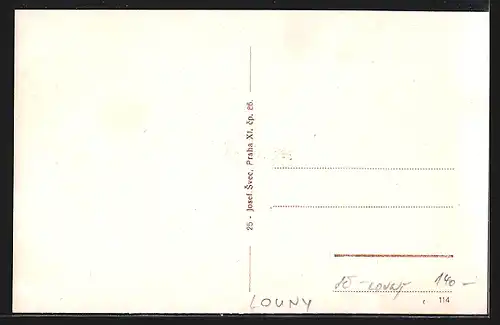 AK Laun / Louny, Ortsansicht mit Brücke, Boot