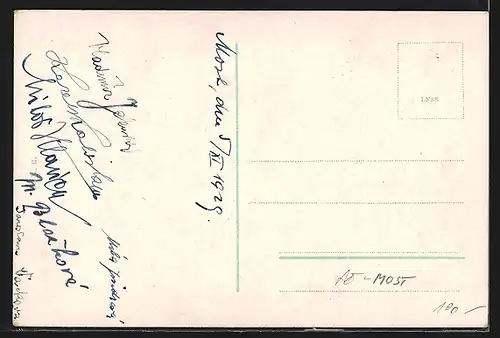 AK Brüx / Most, Mestske divadlo, Denkmal an der Kirche