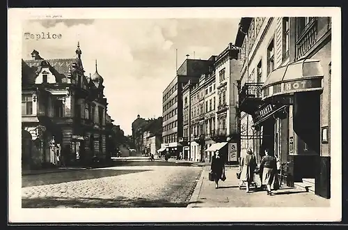 AK Teplitz Schönau / Teplice, Masarykova trida, Strassenansicht