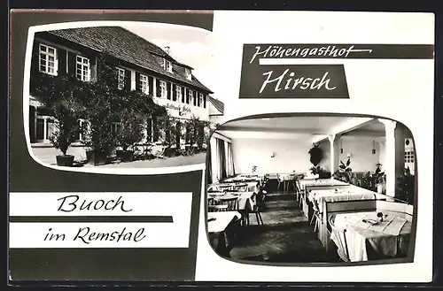 AK Buoch / Remstal, Gasthof Hirsch, Aussen- und Innenansicht, Inh. Fam. Huber