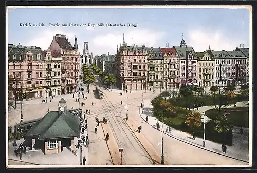 AK Köln-Neustadt, Platz der Republick, Deutscher Ring, Strassenbahn