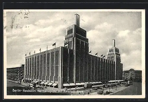 AK Berlin-Neukölln, Hermannplatz mit Karstadt-Haus