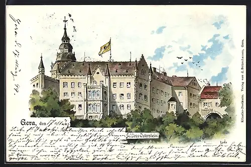 Lithographie Gera, Schloss Osterstein