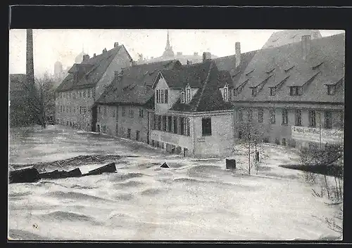 AK Nürnberg, Hochwasser-Katastrophe 05.02.1909, Agnesbrücke und Wildbad