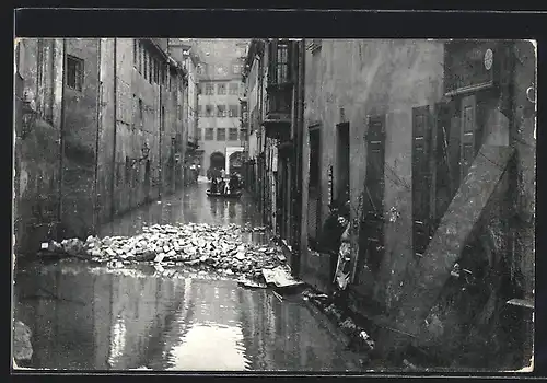AK Nürnberg, Hochwasser-Katastrophe 05.02.1909, Spitalgasse