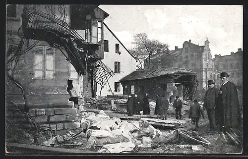 AK Nürnberg, Hochwasser-Katastrophe 05.02.1909, eingestürzte Häuser Kleinweidenmühle