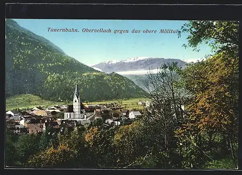 AK Obervellach, Tauerbahn mit Blick in das obere Mölltal