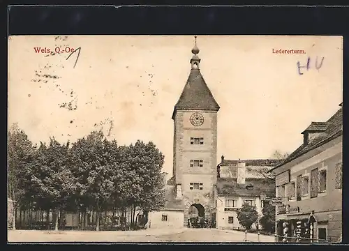 AK Wels, Blick zum Ledererturm