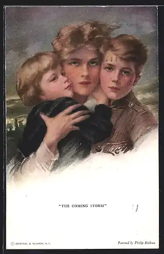 Künstler-AK Philip Boileau: The Coming Storm, Mutter mit Söhnen