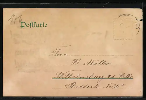 Papierkunst-AK Blumen und Segelboot mit gezeichneten Details