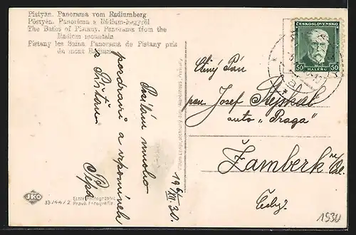 AK Piestany, Pohl`ad z Radiumového vrchu