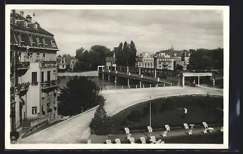 AK Bad Pistyan, Brückenkolonnade mit Thermia-Garten