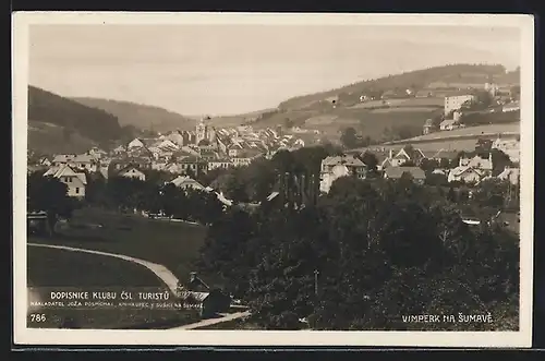 AK Winterberg i. B. / Vimperk na Sumave, Fernsicht der Ortschaft