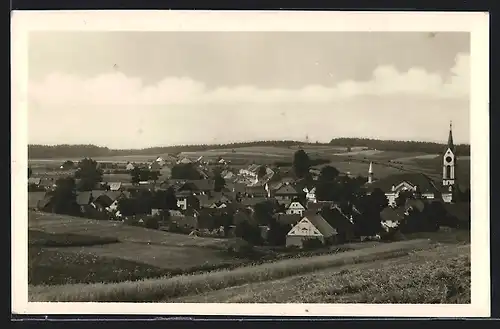 AK Milevsko, Panorama mit Kirche