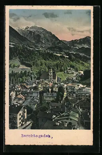AK Berchtesgaden, Teilansicht mit Kirche vom Soleleitungssteg